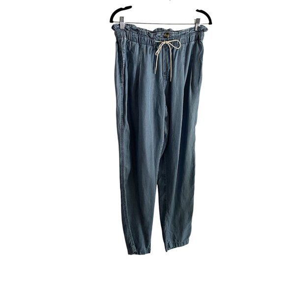 BeachLunchLounge Women Sz S Blue Chambray Drawstring/Elastic Waist Casual Pants - Picture 1 of 9